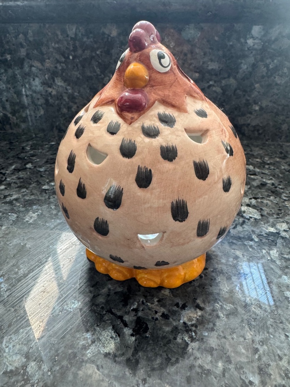 Funky Fat Tealight Votive Candle Holder Hen Chicken 6 ” Farmhouse & Cottage Core